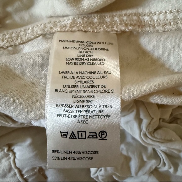 Anthropologie Pilcro Linen Blend Cargo Pant Relaxed Fit Cream Size XLP Petite - Picture 15 of 17